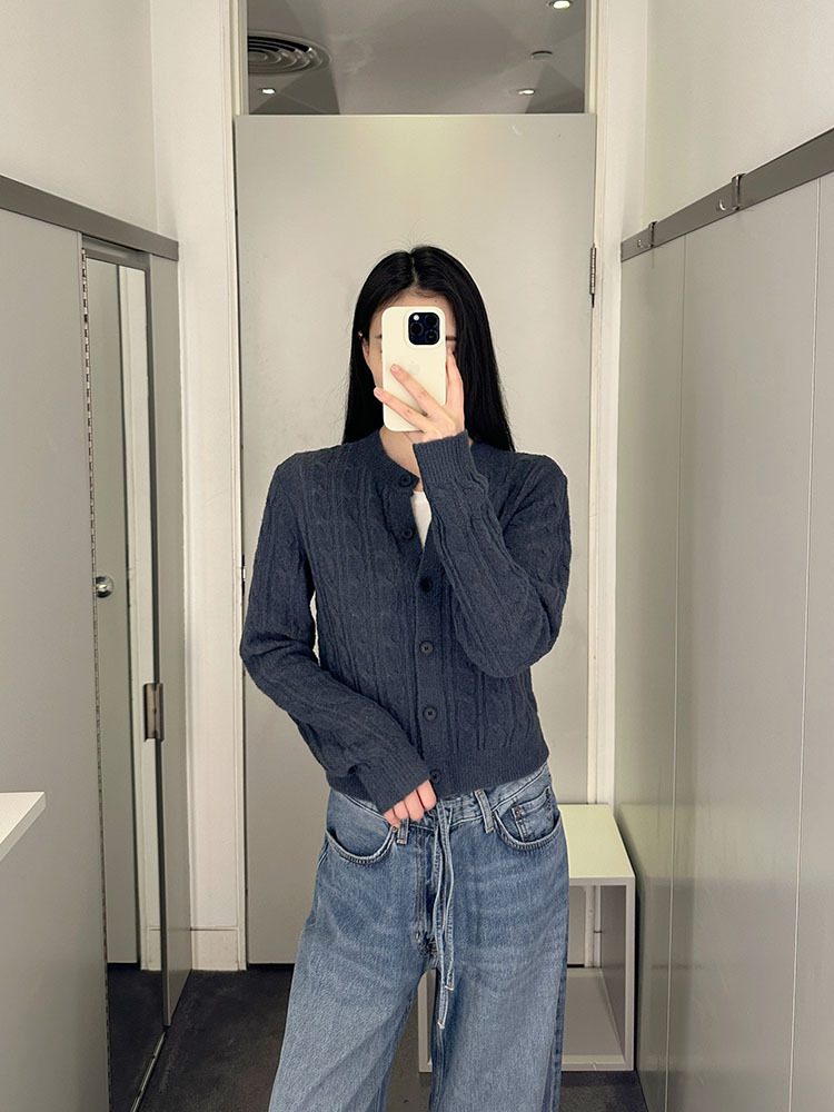 1-11 圆领麻花开衫