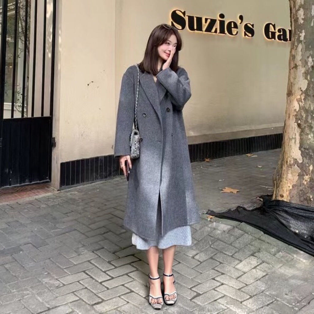 韩版简约双面羊毛大衣