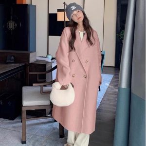 韩版简约双面羊毛大衣
