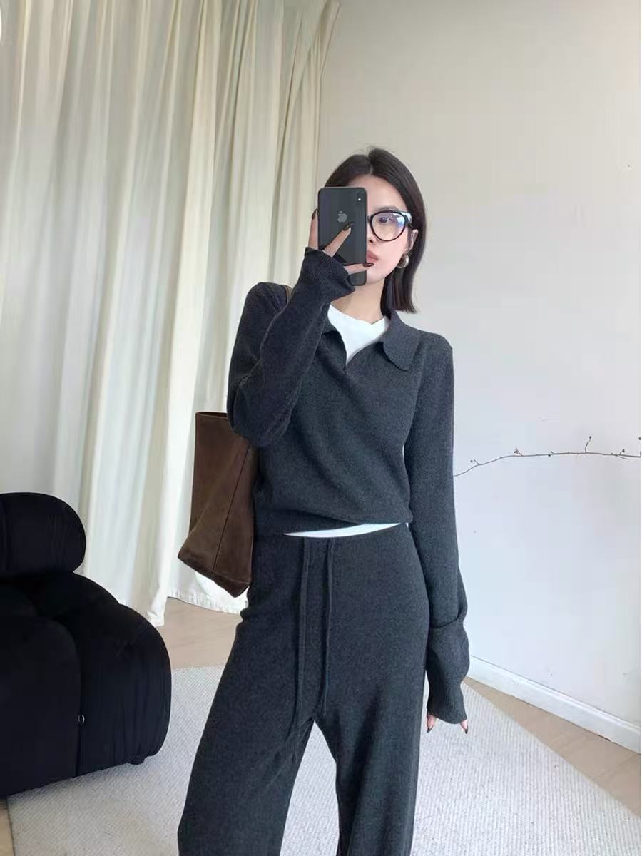 3-1 老钱风Polo领长袖针织打底衫