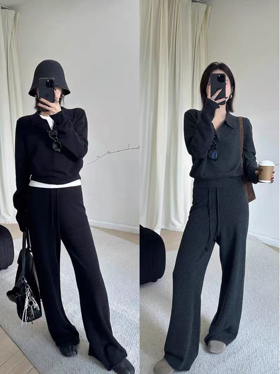 3-3 老钱风Polo领长袖针织打底衫