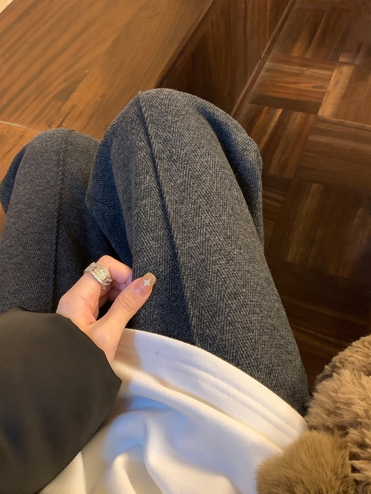 6-3 人字纹羊毛阔腿裤