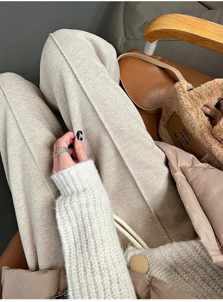 6-4 人字纹羊毛阔腿裤