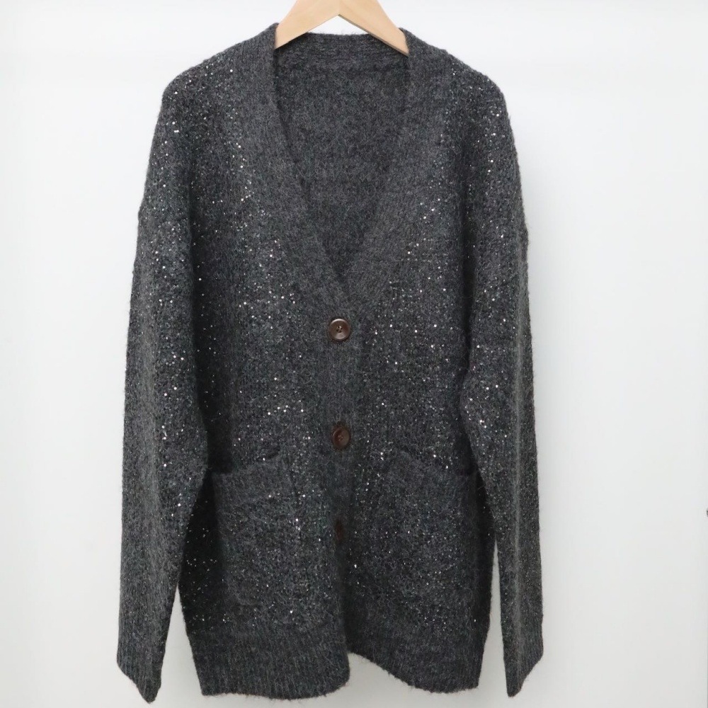 马海毛珠片开衫