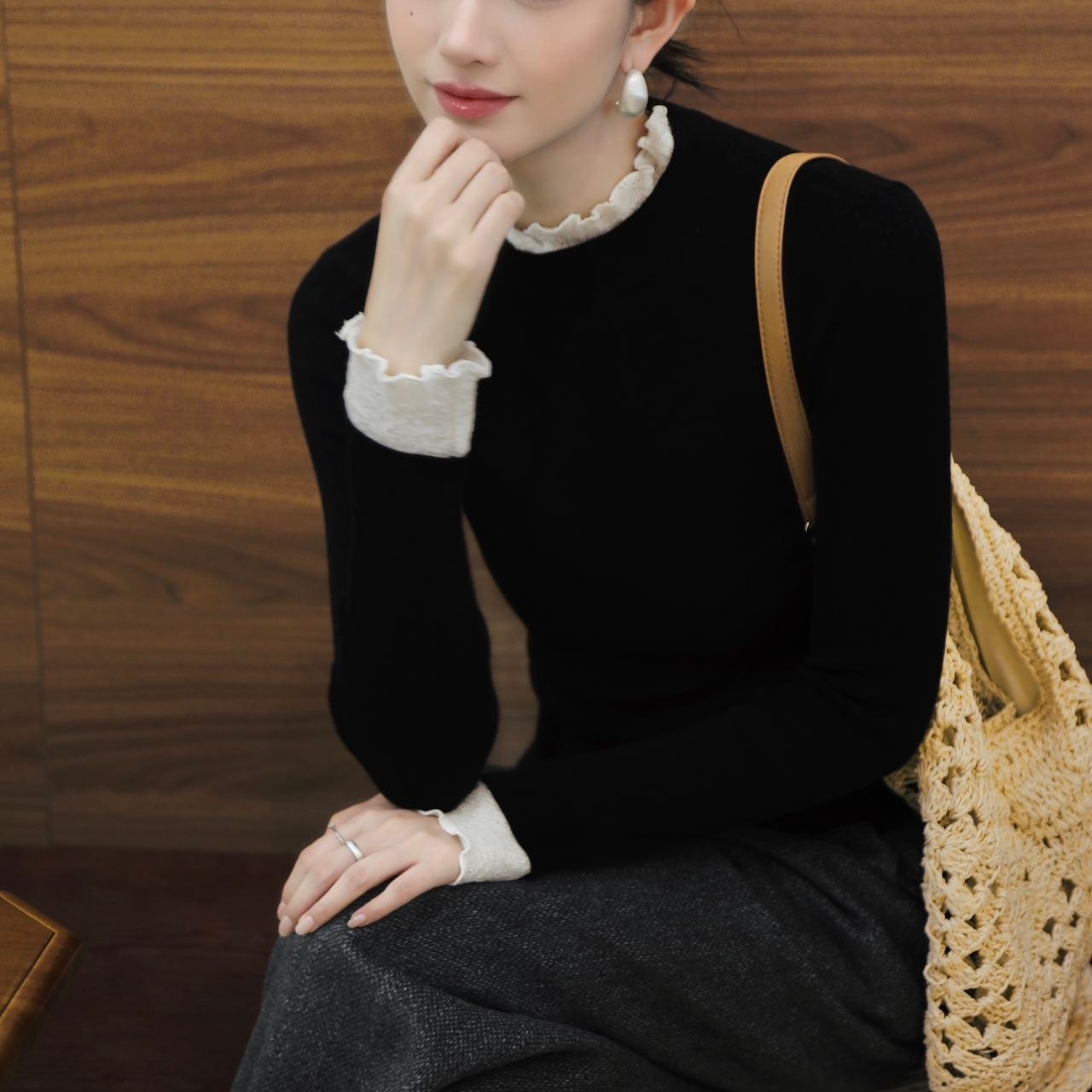 高奢秀款 繁花巴洛克～拼接针织衫